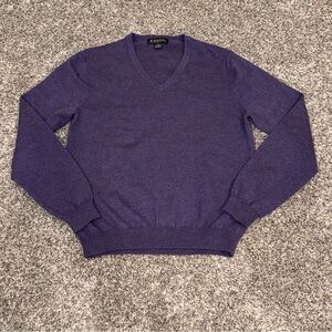 Brooks Brothers Womens Purple Extra Fine Italian Merino Wool V Neck Sweater Sz S